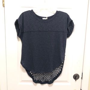 ANTHRO Crochet Hi-Lo Cap Sleeved Top {BLU PEPPER}